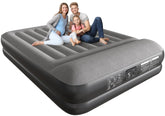 Ezyrest front view queen air mattress showing full profile and built-in pillow for easy use