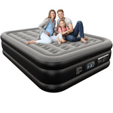 Ezyrest queen front view showing elevated profile and stable edges for guest comfort