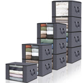 Fab totes front packaging showing ten stacked breathable storage bags for easy organization