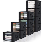 Fab totes front view showing full 10-pack and tidy stacking benefit