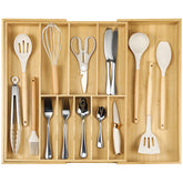 Fabsome front view of bamboo tray showing clean organized compartments and stylish look