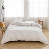 FACE TWO FACE front view of duvet cover showing clean white styling and comfort
