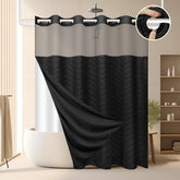 FADOTY front view showing full black curtain and no-hook rings for quick setup