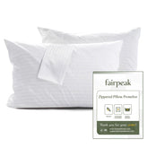 Fairpeak front view of 4-pack king pillow protectors showing clean packaging and count benefit