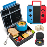 FAJSL front view of bento box showing playful shapes and easy-open latch