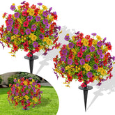 FAJUNZH front view of artificial topiary bush showing neat spherical shape and spike benefit