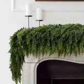 FAJUNZH garland draped on mantel showing full lush look and instant holiday boost