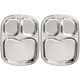 Fam 3 Compartment Tray front view showing two trays and packaging for durable serving