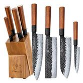 FAMCÜTE front view of knife set and block showing organized storage and quick access
