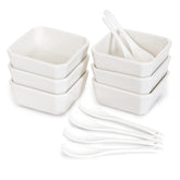 FAMHH front view of six bowls and six spoons showing clean aesthetic and versatility