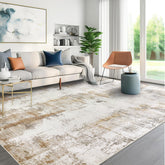 famibay front view 8x10 rug showing neutral abstract design and room benefit