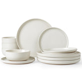 Famiware front view of set showing matte beige-white finish and cohesive style