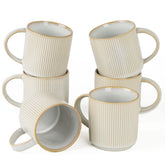 famiware front view of six mugs showing coordinated star glaze and durable design