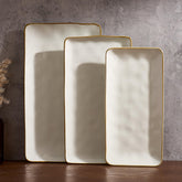 famiware front view of three rectangular platters, elegant serving solution