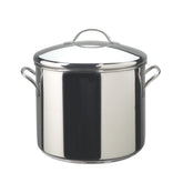 Farberware stock pot front view showing polished finish and roomy capacity