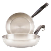 Farberware front view of both stainless skillets showing classic styling and durability