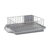 Farberware front view dish rack showing organized dishes and space-saving benefit