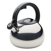 Farberware front view polished kettle shows sleek design and quick heating benefit