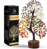 FASHIONZAADI front view of crystal tree showing colorful chakra arrangement and decorative appeal