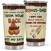 Fastpeace tumbler front view showing gift message and durable finish