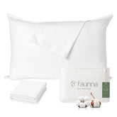 FAUNNA front view of queen four-pack protecting pillows for allergen control