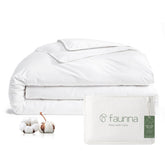 FAUNNA duvet cover front view showing neat fit and protective design