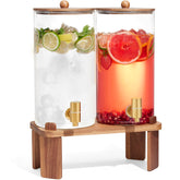 FavorFlavor front view on wood stand showcasing elegant serving setup