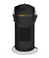 FAVORLOCKFUNEST front view showing compact black marine trash can, neat deck storage
