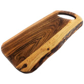 Featherlee acacia board front view showing full surface and handle benefit presentation
