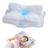 FEICO front view of pillow showing ergonomic contour for better neck support