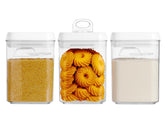Felli front view of clear canister showing contents and tidy storage benefit