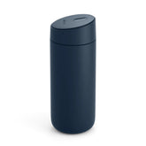 Fellow Carter Slide front view in stone blue showing sleek travel mug design and portability