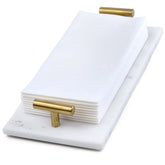 Fete white marble guest towel holder front view showing neat towel display