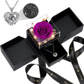 FIACO front view display box showing rose and necklace, perfect gifting presentation
