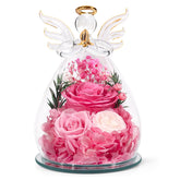 FIACO glass angel front view showing preserved rose and elegant silhouette, perfect gift