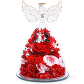 FIACO preserved rose front view showing three roses and glass dome, elegant long-lasting gift