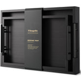 Fibogollo front view of tray set showing clean bamboo finish and modern handles for stylish serving