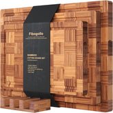 Fibogollo front view of three-board set with stand showing organized storage benefit