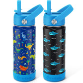 Fimibuke front view of two 18oz bottles shows fun designs and portability