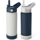 Fimibuke front packaging showing two colorful insulated bottles and included lids for easy identification