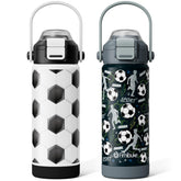 Fimibuke front view of 18oz bottle showing colorful design and durable build for daily hydration