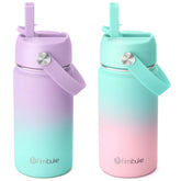 Fimibuke front view of two colorful bottles showing patterns and portability benefit