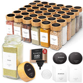 FINESSY front packaging display showing 36 glass spice jars neatly arranged for easy selection