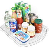 FIRJOY front view of clear rectangular lazy susan showing practical storage benefit