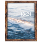 Fisnish front view of 18x24 brown frame showcasing art clearly