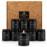 fissiworx front packaging showing nine black jar candles and box, ideal for gifting