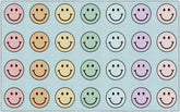 Flagship Carpets front view of pastel smileys rug showing seating layout and bright design