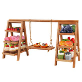 Flenpptly wooden cupcake stand front view showing brown finish and stable tiers