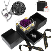 FOCIE preserved purple rose in glass dome showing elegant display benefit