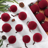 Foilswirl front packaging showing 36 wine red velvet ornaments for elegant décor